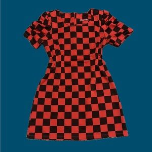 Strawberry brand red and black checkered mini dress women’s size L